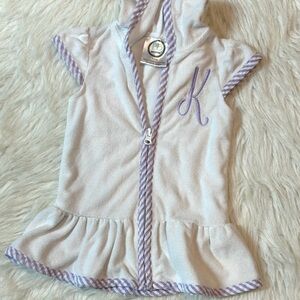 White Hooded Cover-Up with Purple Trim